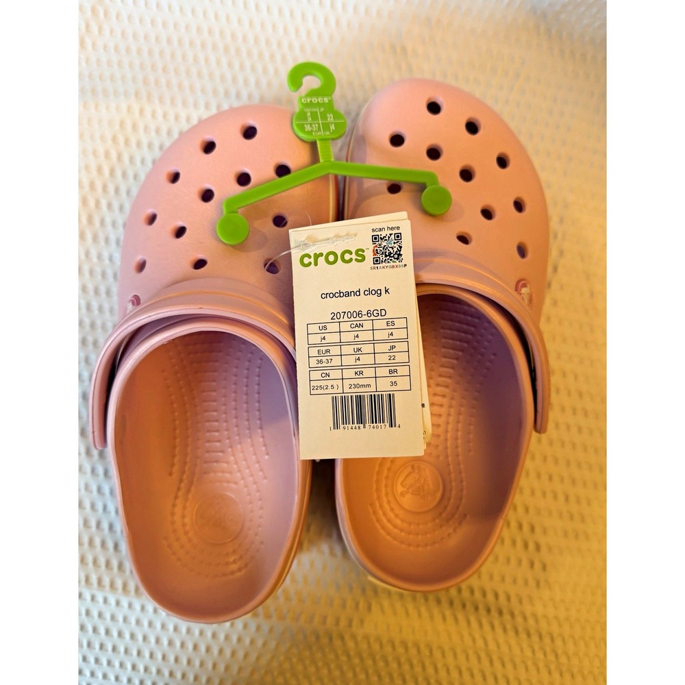 Crocs Crocband Clog Pink Unisex Rubber Slip On Logo Round Toe 207006-6GD Size J4